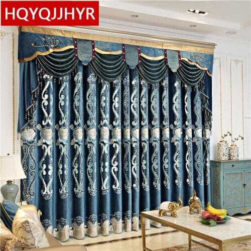 European style luxury villa elegant high-quality velvet embroidered curtains for living room windows hotel bedroom kitchen