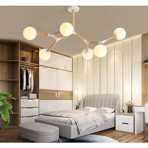 Modern Wooden Chandeliers Light Nordic Dining Room Kitchen Light Led Pendant Chandelier Hanging Lamp For Bedroom Lustre MJ1111