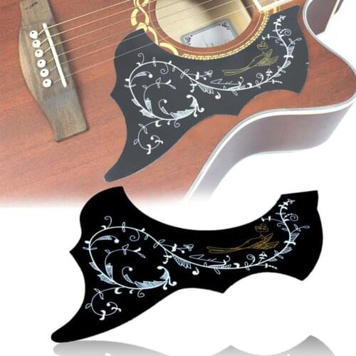 Fashion Flower and Bird Pattern Wing Shaped Guitar Pickguard Self-adhesive Pick Guard Sticker for Instrument Acoustic Guitar