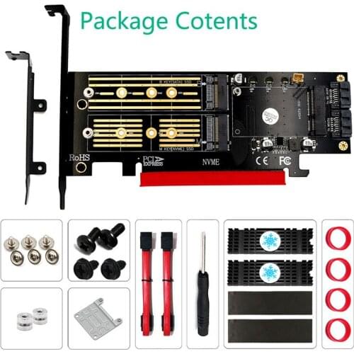 Upgrad 3 in 1 mSata M.2 SATA SSD to PCI-E 4X PCIE 4.0 3.0 and SATA3 Adapter Converter Riser Card w/ Cooling Heat Heatsink
