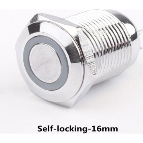 16mm waterproof metal push button nickel plated brass flat round Switch latching