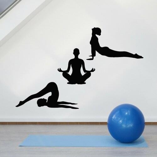 Healthy Life Vinyl Wall Decal For Living Room Yoga Style Lotus Pose Girls Wall Stickers Decor Bedroom Classroom Decoration W606