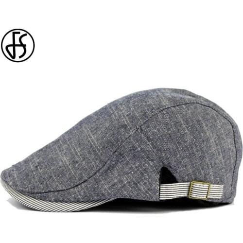 FS Unisex Summer Beret Cap Men Fashion Cotton Flat Brim Caps Vintage Women Berets Hats Gray Blue Beige Boina Para Hombre