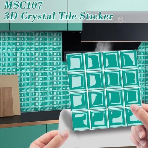 10pcs Mosaic Tile Sticker 3D Self-Adhesive Removable Wall Paper Tile DIY Craft Decoration for Kitchen Bathroom Wallpaper
