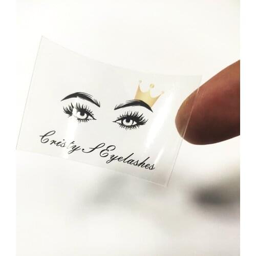 Clear PVC Stickers Personalise Logo Stickers Transparent Lashes Labels Waterproof Adhesive 100pcs