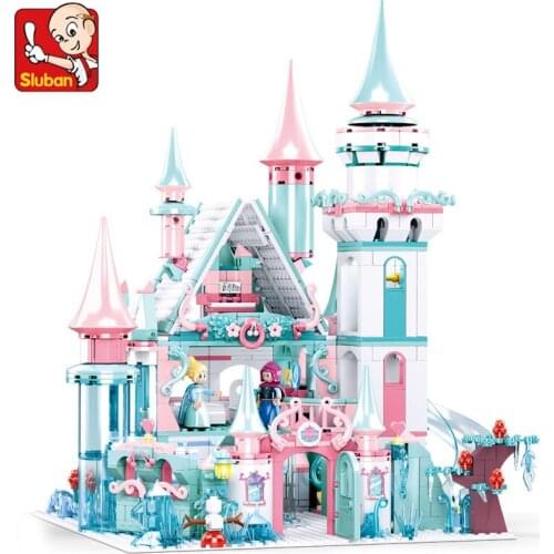 1314Pcs Princess Snow Queen Elsa Magical Ice Castle Model Bricks DIY Building Blocks Sets Kit Friends Educational Toys for Girls