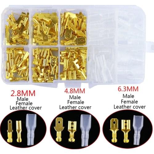 180Pcs Quick Splice 2.8mm 4.8mm 6.3mm Male and Female Wire Spade Connector Wire Crimp Terminal with Insulating Assortment