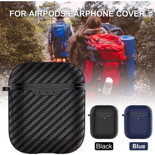 2 PCS Portable Silicone Earphone Case Carbon Fiber Style For Airpods Soft Business Case TPU Full Cover Soft Hook Earphone Case