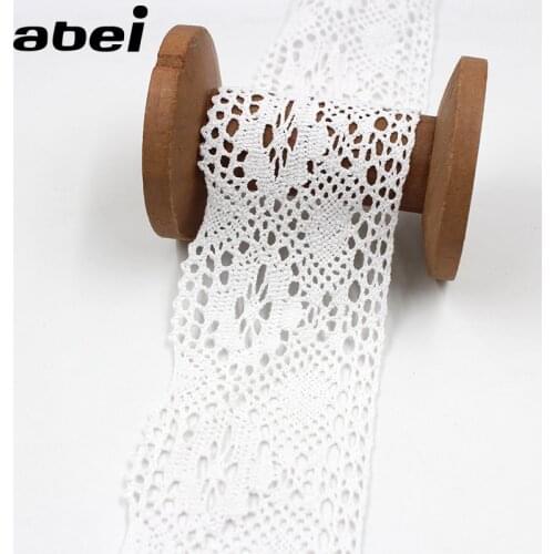 2yards/lot 7.5cm wide Cotton Embroidered Lace Trims White Cotton Lace Ribbon Tablecloth Sofa Sweater Wrapping Edge Home Decors