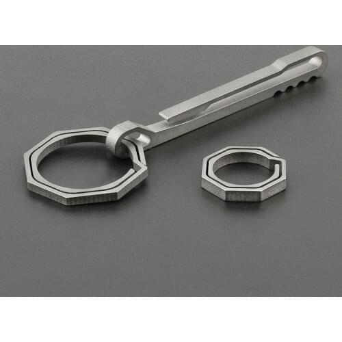3Pcs/Set Titanium Alloy Keychain Mini Rattlesnake Octagon Ring EDC Outdoor Tools