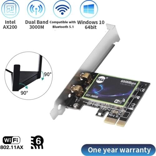 3000Mbps WiFi 6 Intel AX200 PCIe Wireless Network Adapter Dual Band 2.4G/5Ghz 802.11AX/AC Bluetooth 5.1 For Pc Desktop Windows10