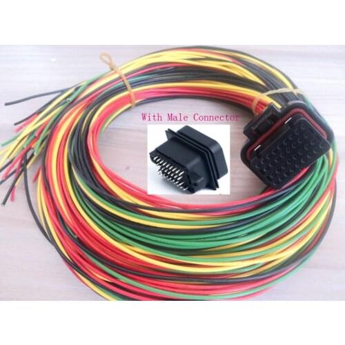 34 Pin/Way Female Motec/Haltech ECU Connector Plug DTA S60 & S80 With 2M Cable Wire Harness Pigtail With Male Connector