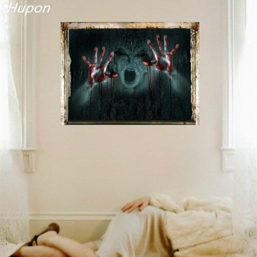 45*60cm Halloween Decoration Horror Props 3D Bloody Ghost Stickers Removable Wall Decal for Halloween Haunted House Decor Home