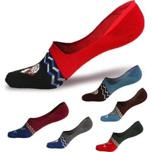 5pairs Women Boat Socks Invisible Non-slip Low Cut Cotton Girls Sock Slipper Elk Owl Jacquard Funny Happy Socks Ladies Meias Sox