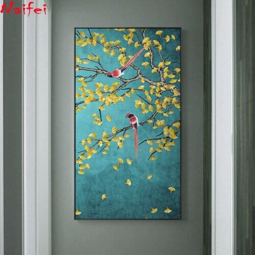 DIY 5D Diamond Painting Magpies Flower Birds Full Drill Diamond Embroidery Mosaic Picture For Living Room Study Aisle Home Decor