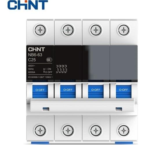 CHINT Miniature Circuit Breaker Overload Protection TaiChi NB6-63 4P Series Household Air Switch 25A 32A 40A 50A 63A