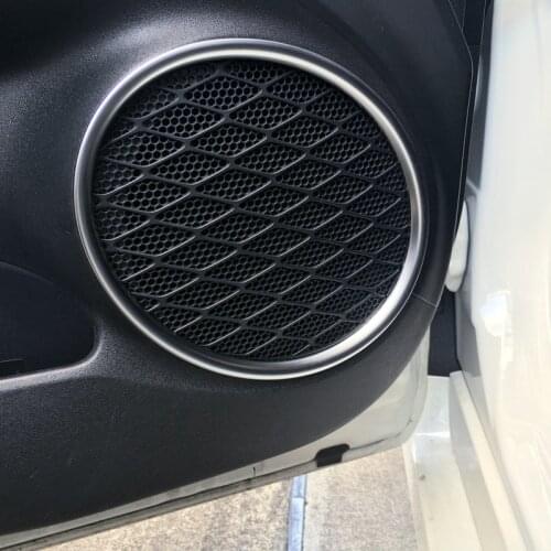 Car Styling 4PCS ABS Matte Interior Door Speaker Decoration Ring Cover Trim For Toyota Prius Prime PHV 2017 2018 2019 2020