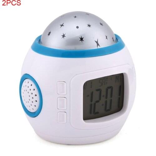 2 Pieces Alarm Clock Nightlight Music Clock Sleeping Star Light Children Room Stand Night Lamp Decor Gift