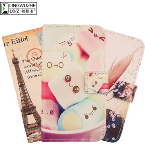 LINGWUZHE Cell Phone case Flip PU Leather wallet design with magnetic buckle cover for Alcatel One Touch POP UP OT-6044D 5"