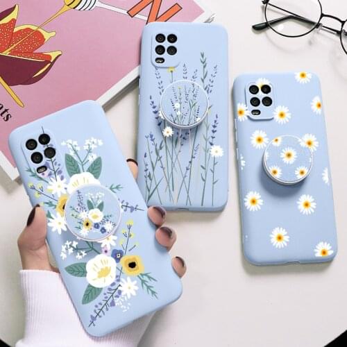 Cute Flower Case For Xiaomi Redmi Mi Note 10T 10 9 SE 9S 9T 8T 8 7 6 5 Pro Max cc9 Poco X3 M3 9A 9C NFC Lite Stand Bracket Funda