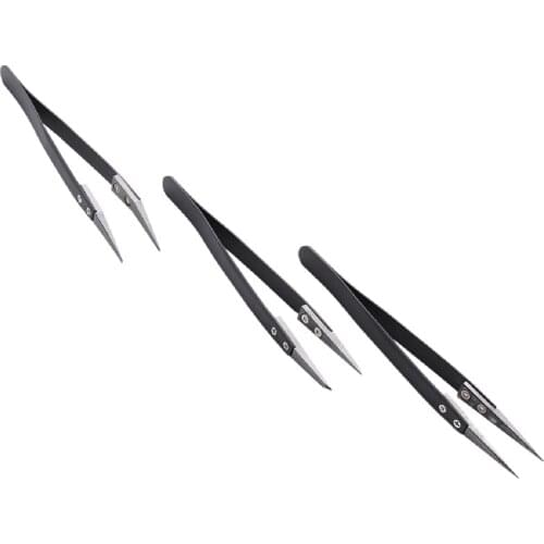 Black Ceramic Tweezers Set - Antistatic,Anticorrosion,Antimagnetic,Highly Heat Resistant(3Pack) Retail