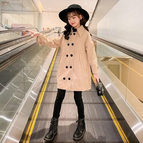 Girls Long Jacket Solid Color Girl Coats Kids Casual Style Childrens' Jacket Spring Autumn Overcoat Top School Sport Cardigan