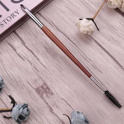 Double Ended Eyebrow and Eyelash Brush #274 Professional Wood Handle Short Firm Angled Brush Spiral Eyelash Comb Tool