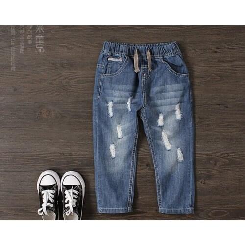 New Arrival Baby Boys Denim Jeans Boys Distrressed Straight Jeans Kids Autumn Spring Long Pants High Quality Trousers