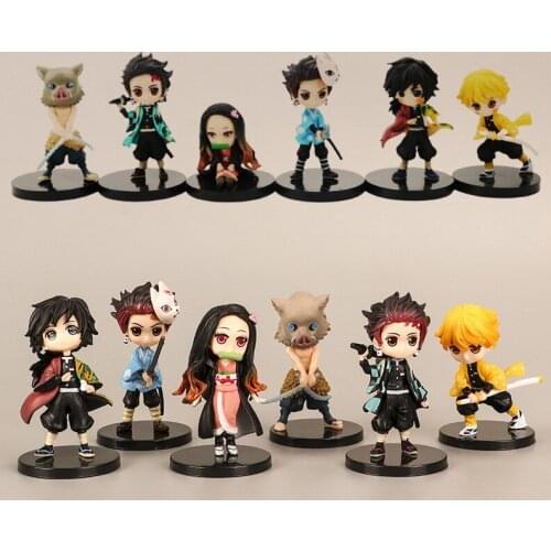 6pcs Anime 5-8cm Demon Slayer Figure Model Toys Kamado Tanjirou Nezuko Action PVC Zenitsu Inosuke Kimetsu No Yaiba