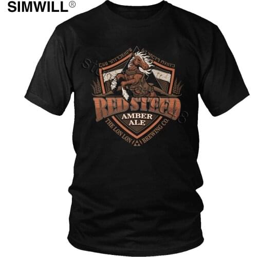Trendy Latest Tee Shirt Men Cotton Red Steed Amber Ale T Shirt Short Sleeves Round Neck Horse Leisure Tee Fans Apparel