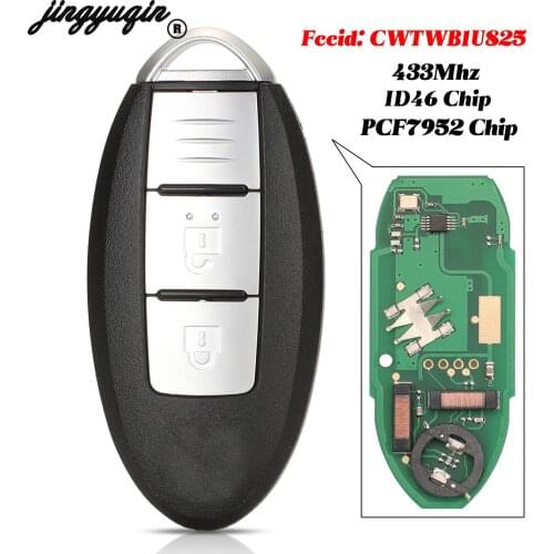 Jingyuqin 2 Buttons For NISSAN Micra Juke Note Leaf Cube navara Fob 433MHz ID46 PCF7952 Chip Smart Remote Control Car Key