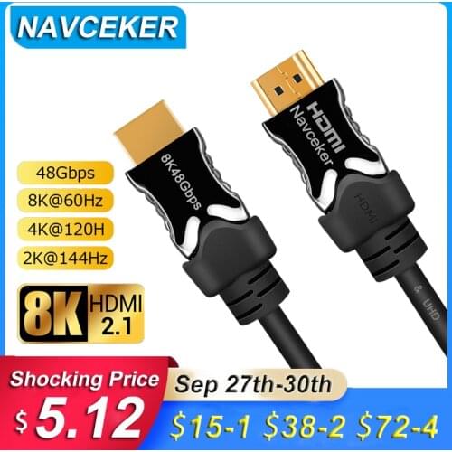 Navceker HDMI 2.1 Cable 8K/60Hz 4K/120Hz 48Gbps HDCP2.2 HDMI Cable Cord for PS4 Splitter Switch Audio Video Cable 8K HDMI 2.1