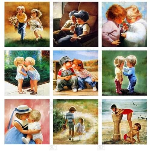 Childhood Diy 5D Diamond Painting Full Round Drill Cute Kids Portrait Embroidery Cross Stitch Rhinestones Room Wall Decor Gift