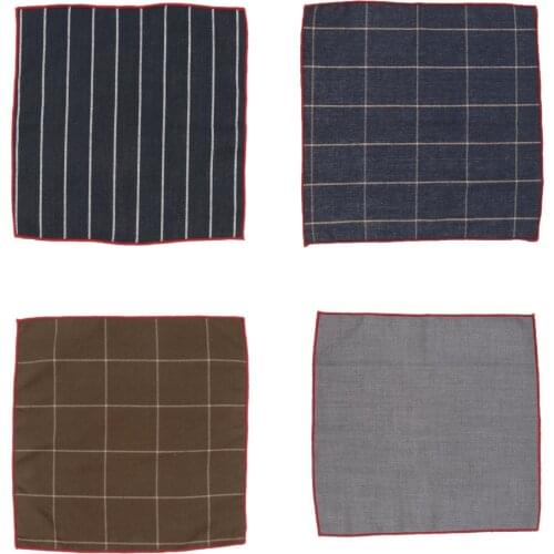 1 Piece Cotton Plaid Mens Handkerchief Square Decorative Suits Grid Hanky 24x24cm