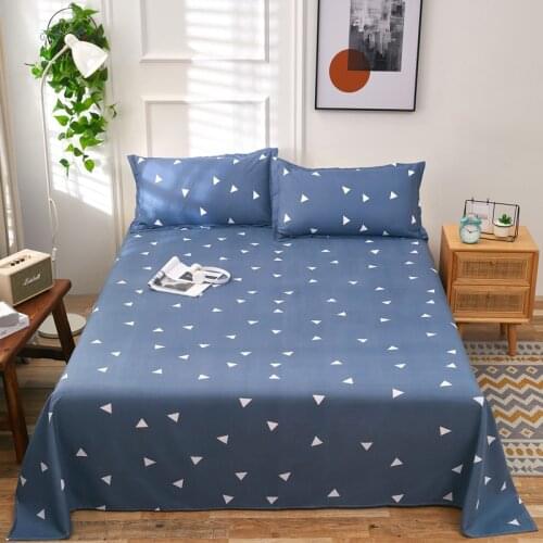 Bonenjoy 3Pc Bedding Set Blue Color Queen Ensemble De Draps Geometric Pattern King Size Flat Bed Sheet Set for Kid Roupa De Cama