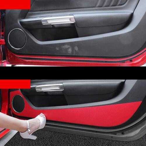 QHCP Car Door Side Anti-kick Sticker Carbon Fiber Anti-dirty Door Protective Film For Ford Mustang 2015 2016 2017 2018 2019 2020