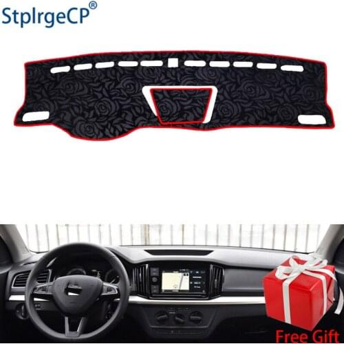 Latest Rose Pattern Non-slip Car Dashboard Cover Dash Mat Pad DashMat ANti-UV Car Sticker for skoda KAMIQ 2018 Car Styling