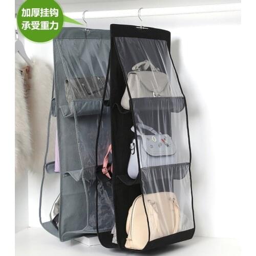NEW 2020 Foldable 6 Pocket Hanging Bag 3 Layers Folding Shelf Bag Purse Handbag Organizer Door Sundry Pocket Hanger Storage