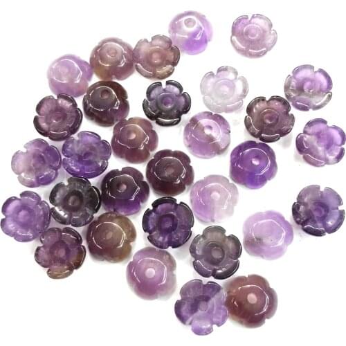New 5pcs Natural Stone Pendants Flower Shape Crystal Amethysts Necklace Pendant for Jewelry Making Good Quality Size 10mm