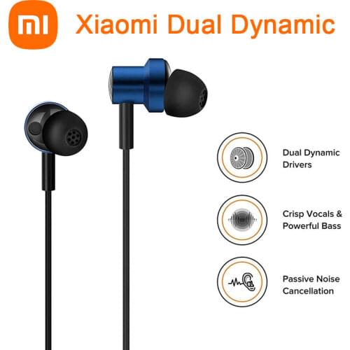 Original Xiaomi Earphones Singal Dual Dynamic Earphone 3.5mm In-ear Bass Stereo Earbuds Wired Control With Mic
