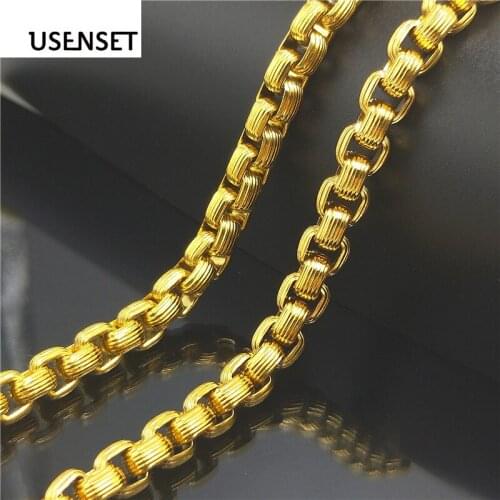 USENSET Stainless Steel Fine Grained Necklace Box Chain Fashion New Curb Chain Jewelry Accessories for Men and Women YS27