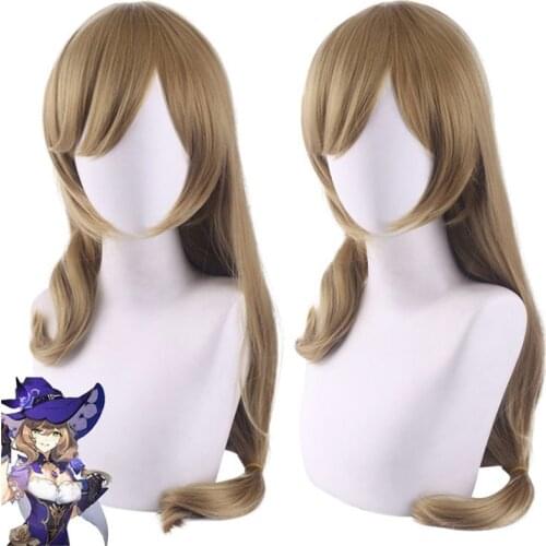 Anime Genshin Impact Cos Lisa Wig Linen Lisa Micro-curl Long Hair Inwardly Long Curly Hair Suitable for Game Anime Role-playing