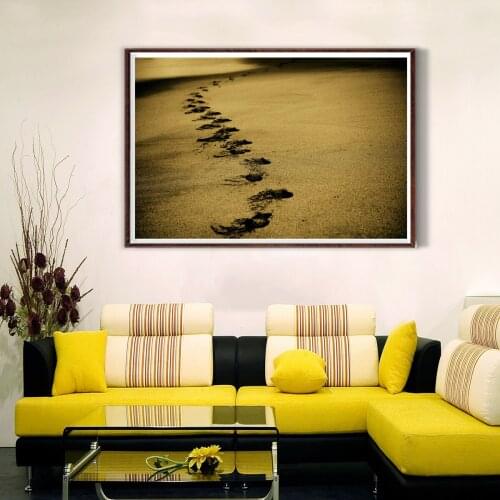 Beach Footprints Sand Poster Canvas Print Painting Wall Art Living Room Home Decoration