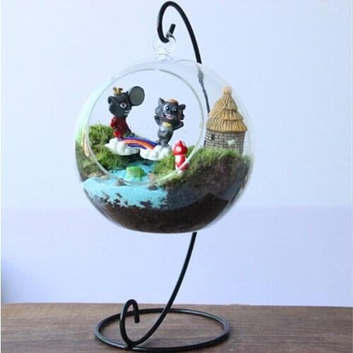 Retro Glass Ball Hanging Stand Candle Holder Wedding Iron Art Home Decoration Table Ball Lantern Candle Hanging Stand Holder