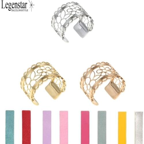 Legenstar Creative Flower Hollow Ring Elegant Bijoux Femme Finger Ring Open Rings For Women Rose Gold Reversible Leather Bague