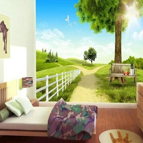 Custom 3d mural 3D stereo custom wallpaper living room childrens room bedroom large mural blue sky tree scenery wallpaper mural