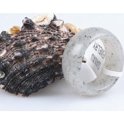 QIANXU Hetian Ring Smoke Grey Ring for Women Hand Carved Fine Jewelry