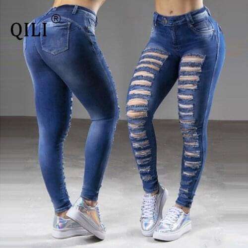 Женские рваные джинсы Qili China At AliExpress