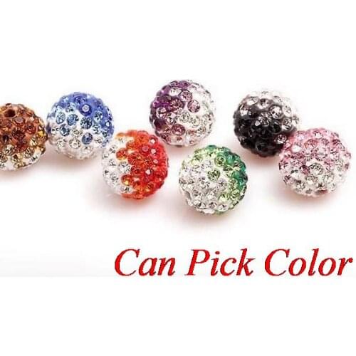 Gdf12sn 10mm mixed Gradient change Colorful crystal Beads Pave Clay Disco Ball Bracelet Necklace DIY