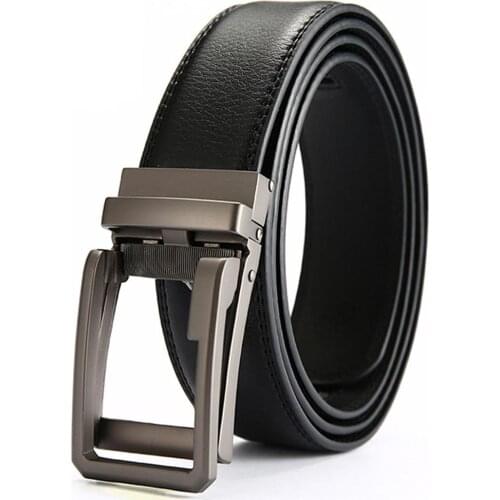 FAJARINA Unique Design Novelty Automatic Buckle Belt for Men Casual Quality Cowhide Leather Genuine Belts 3.5cm Width N17FJ583